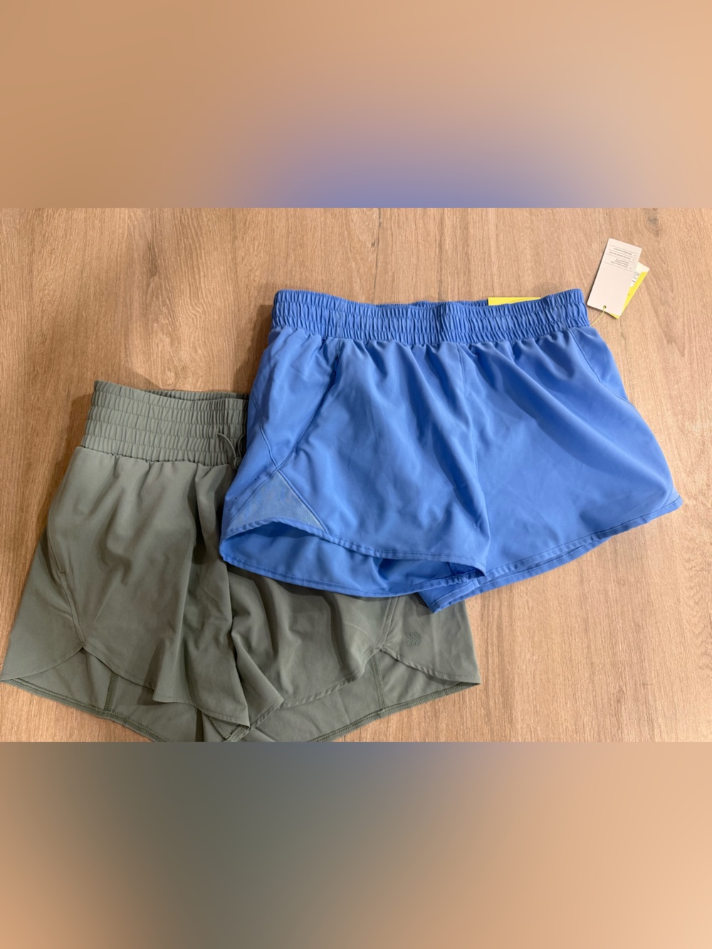 All in Motion Athletic Shorts Running 2 Pair Blue & Olive Green  NWT